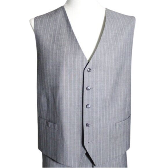 Haines Bonner of London 46R US Men's 3 Piece Suit Grey Pinstripe - Picture 6 of 12
